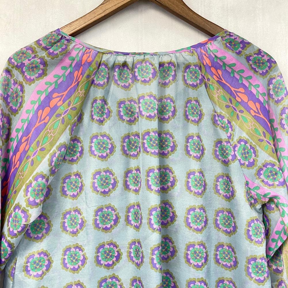 Natural Life Live Happy Boho Floral Tassel Peasant Top Women Small Flowy Indie - Picture 8 of 13